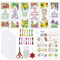 ORIGACH 6 Set Floral & Inspirational Verse Cross Stitch Bookmark Kit - style: Flower & Inspirational Verse
