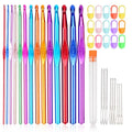 Coloured Crochet Hooks, 37 PCS Crochet Hook Set, High Quality Crochet Needles for Arthritic Hands, with Large-Eye Blunt Needles and Stitch Markers