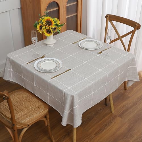 Gernaice Plaid Square Tablecloth Checkered Table Cloth 70" x 70" Brown - color: Brown, size: 70" x 70" (Square)