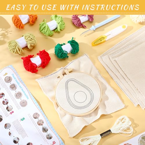 Yaomiao 6 Pcs Fruit Punch Needle Coaster Kit for Beginners, Adults - style: Fruit