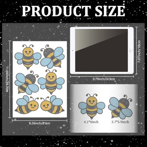 MAYJOYDIY Bee Rhinestone Iron on Hotfix Transfer Honeybee Heat Transfer Sticker Cute Insect Wings Hornet Bling Clothing Decoration Applique for Shirt Bag Hat Jacket Jeans Shoes DIY Crafts - style: Bee