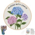 Nuberlic Hydrangea Embroidery Kits for Beginner Adults - color: Hydrangea