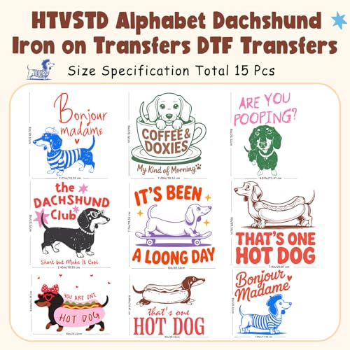 Sausage Dog Iron on Transfers Heat Transfer Viny 15pcs - color: Halloween