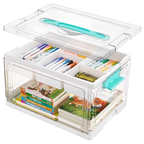 Vtopmart 24 QT Clear Craft Organizer with Removable Tray & Dividers, 1 Pack