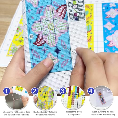 5PCS Cross Stitch Bookmark Kit for Adult Beginners Aurora Borealis DIY Cross Stitch Kits Adult Stamped Bookmark,14CT Embroidery Kit with Instructions,Ornaments for Gifts
