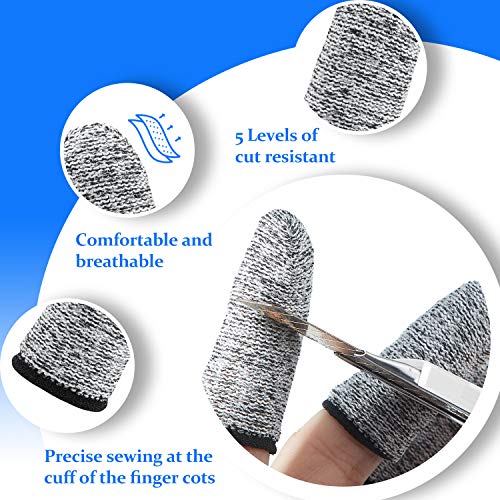 Honoson 20 Pcs Cut Resistant Finger Cots, Reusable, 2.2 Inch, Gray Black - color: Gray Black, size: 2.2 Inch