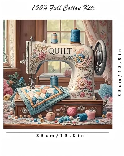 askkqtx Sew Machine Stamped Cross Stitch Kits for Beginners Adults 14x14 in - color: XJ010