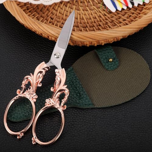 YOUGUOM Sewing Scissors with Cover, Multipurpose Craft Shears - color: Rose Gold