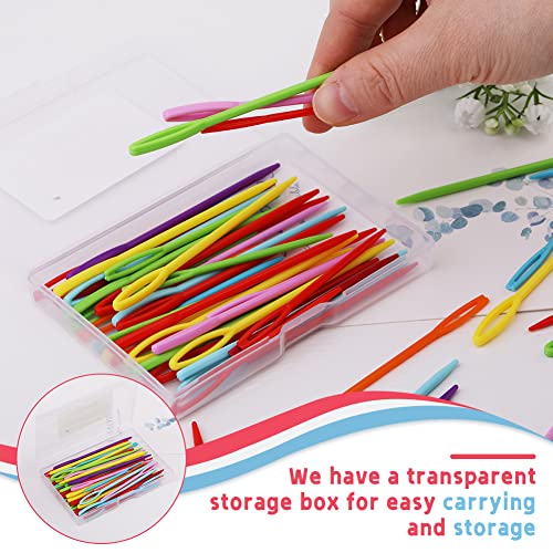 Lunarm Plastic Needles 50pcs Plastic Sewing Needles for Yarn 2 Sizes - size: 2.76 inches and 3.54 inches