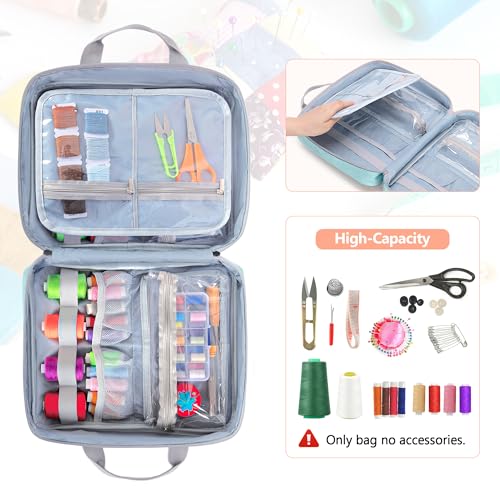 LUXJA Sewing Storage Organizer with Folio Open Design, Blue - color: Blue