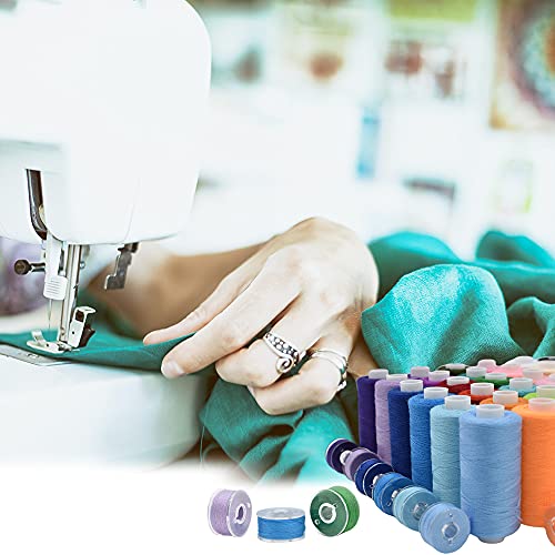 72Pcs 36 Colors Prewound Bobbins and Thread Spools for Hand & Machine Sewing, Emergency and Travel, DIY and Home, 36 Colors 400 Yards per Polyester Thread Spools