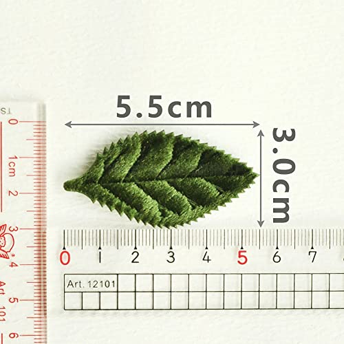 YYCRAFT Pack of 80 Padded 2-Faced Satin Velvet Leaf Appliques/Craft - color: Dark Green