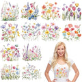 12 Sheets Watercolor Flower Iron on Transfers for T-Shirts - style: Flowers