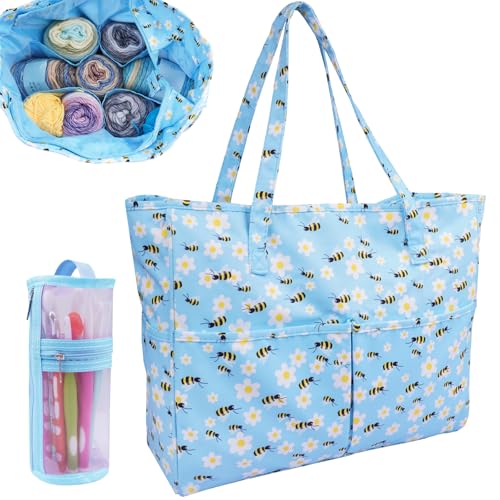 Hobekoee Crochet Bag Organizer Yarn Storage Organizer - color: Blue