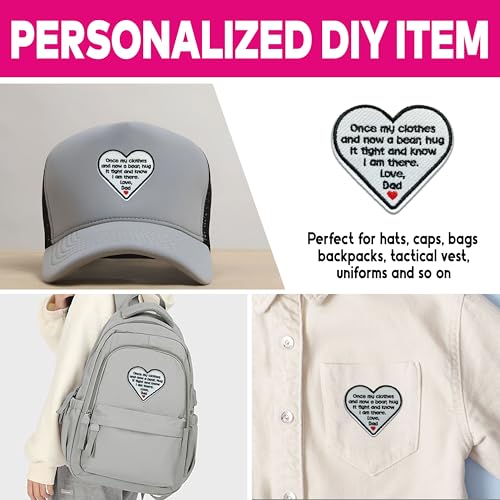 Loving Memorial Family Patch 3 Inches Memory Heart Family Memories Gifts Remembrance Iron On/Sew On Embroidery Fabric Applique Patches for Trucker Hats Clothes DIY Accessories (Style 2, Dad) - color: Style 2, size: Dad