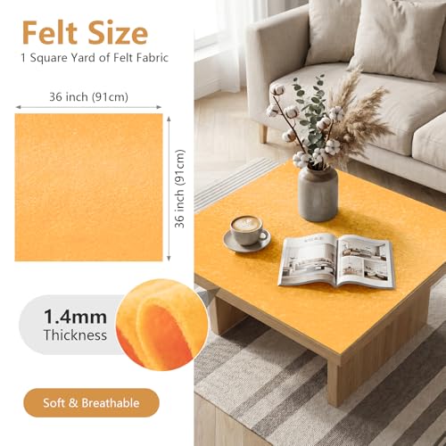 Butter Yellow Soft Felt Sheet 36'' X 36'', 1.4mm Large Felt Fabric Sheet - color: Butter Yellow