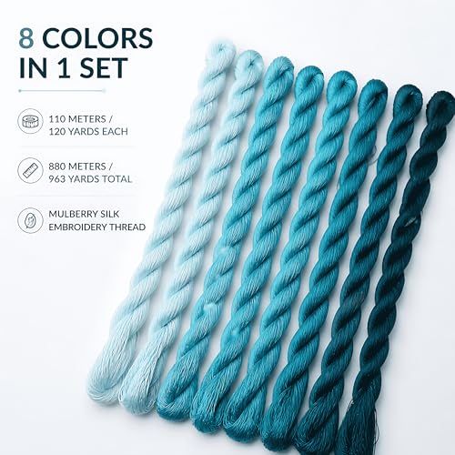Natural 100% Silk Thread, Handmade Embroidery Thread Silk Floss 8 Colors 110m Each (94) - color: 94