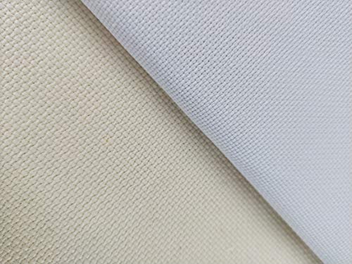 KCS 59" x 1 Yard 14ct Counted Cotton Aida Cloth Cross Stitch Fabric (Antique White) - color: Antique White