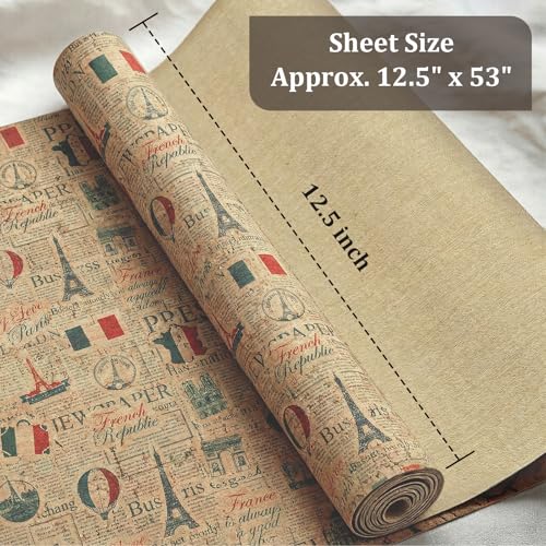 SorenCut Cork Fabric Roll 12.5 x 54 Inch – French Symbol Print Cork Leather Fabric for Earrings, Bow Making, Bags, Wallets & DIY Sewing Projects – Vegan Leather Alternative Craft Sheet - color: French Symbol