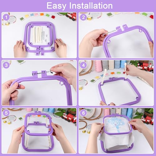 Versatile Double Embroidery Stand, Compact Desktop Embroidery Cross Stitch Frame-Hands Free 2-Tier Embroidery Hoop Frame for Needlepoint Sewing Craft Projects (Violet) - color: Violet