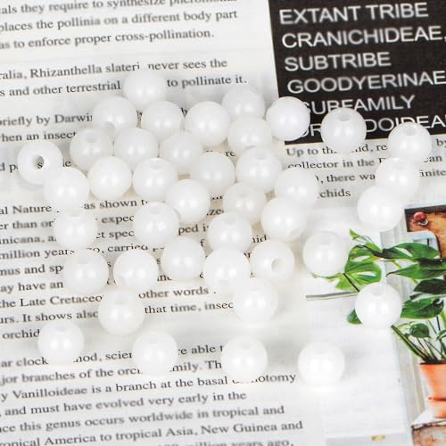 AD Beads Natural Gemstone 8mm Round Loose Beads Big Hole 2.5mm Sized 40pcs (White Jade) - color: White Jade