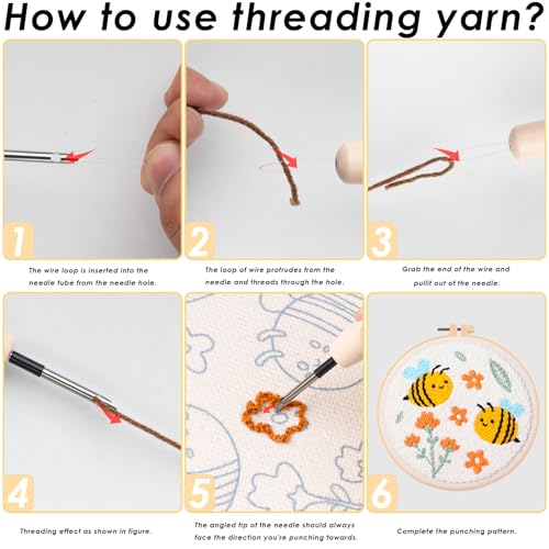 Punch Needle Kit for Adults Beginners - 3 Sets DIY Embroidery Starter Kit - color: 07-snowman