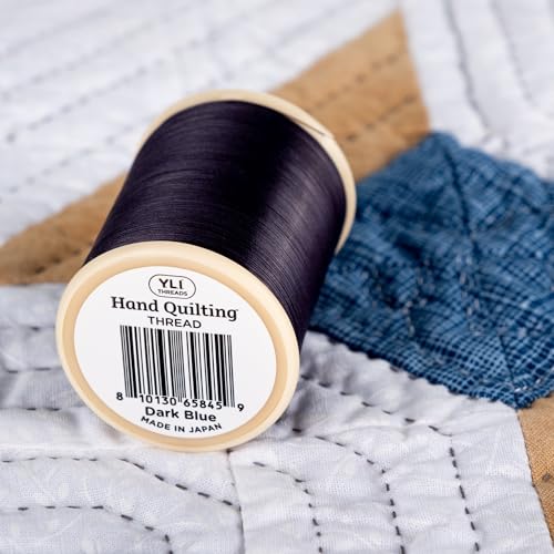 YLI Hand Quilting Thread - 100% Egyptian Cotton, Glazed, Strong & Tangle-Free, 500 yd. Spool - Dark Blue - color: Dark Blue