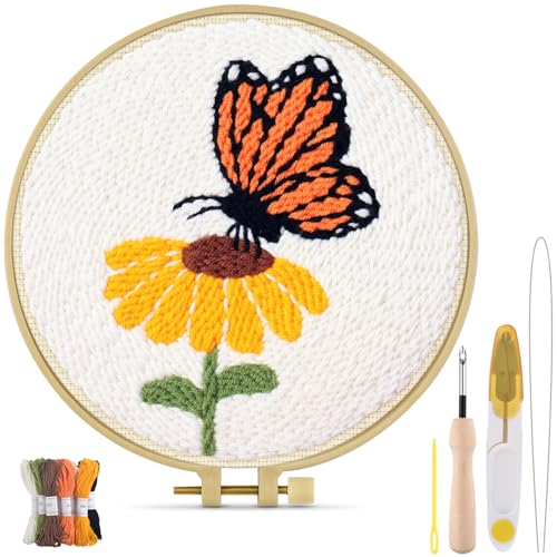 TINDTOP Punch Needle Kits, DIY Punch Embroidery Kits for Adults - color: Set A