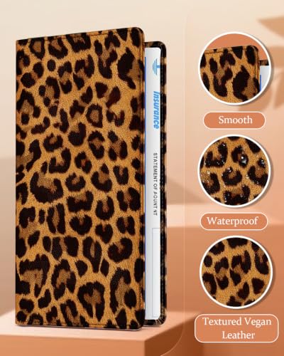 Slohif Car Registration and Insurance Holder with 2 Car Coasters, Elegant - color: Brown Leopard