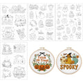 Rngmsi Water Soluble Embroidery Patterns - 4 Sheets Halloween Stick and Stitch Embroidery Designs, Spooky Pumpkin Ghost Skull Bat Theme Wash Away Transfer Paper Stabilizers for Hand Sewing - color: Halloween Spooky Pumpkin