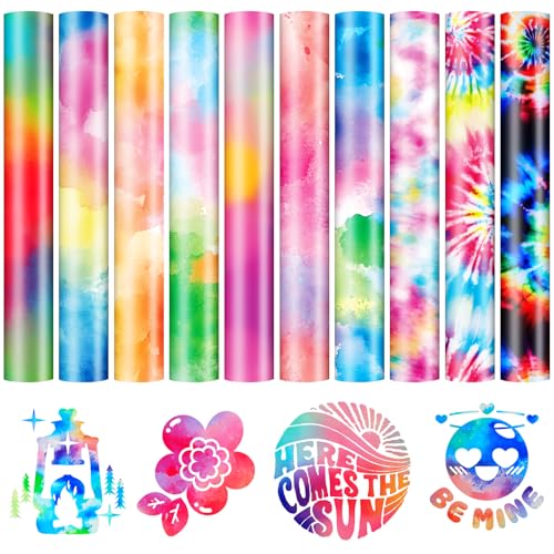 HTVRONT Tie-Dye HTV Heat Transfer Vinyl - 11 Pack Pattern htv - color: Tie-dye HTV