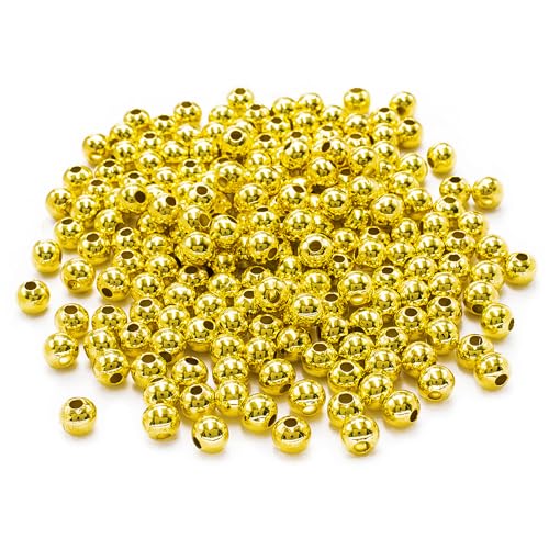 (R) Gold Plated Smooth Round Metal Beads 8 mm 200 Pcs - color: Gold 200 Pcs 8mm