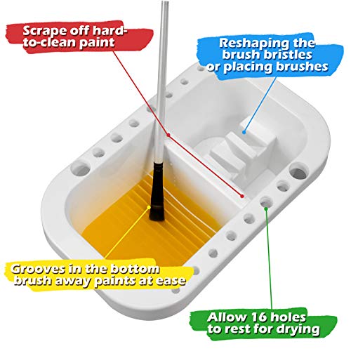 MyLifeUNIT Paint Brush Cleaner, Paint Brush Holder with Palette, White - color: White