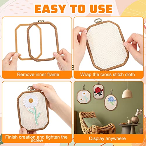 Qunclay 9 Pcs Embroidery Hoops Mixed Shape Imitation Wood,Mixed Shape - style: Mixed Shape