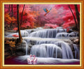 Artvxeay Stamped Cross Stitch Kits Beginners Full Range of Embroidery Starter Kits for Adults Printed Cross Stitching DIY Needlepoint Kit 11CT-Autumn Waterfall 16x20 inch - color: Color67