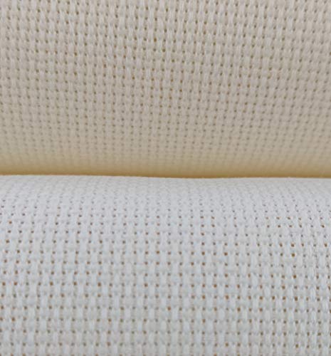 19" x 28" 18CT Counted Cotton Aida Cloth Cross Stitch Fabric (Cream) - color: Cream