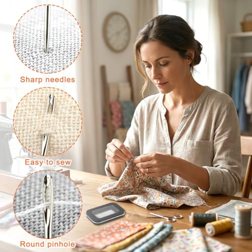 Magnetic Needle Holder Case with Clear Acrylic Lid, Sewing Needle Keeper with 25 Needles Included, Portable Strong Magnet Pin Storage Case for Sewing, Quilting and Crafts