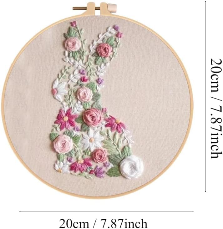 YOUDRN Bunny in Bloom Embroidery Kit for Beginners, Bunny Embroidery - color: Bunny
