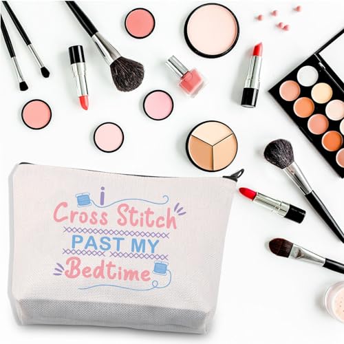BDPWSS Cross Stitch Lover Gift Bag - Past My Bedtime Makeup & Craft Project Bag with Needleminder