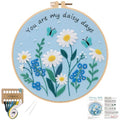 Louise Maelys Daisy Quote Embroidery Kit for Beginners, Blue Floral Craft - color: Daisy Quote