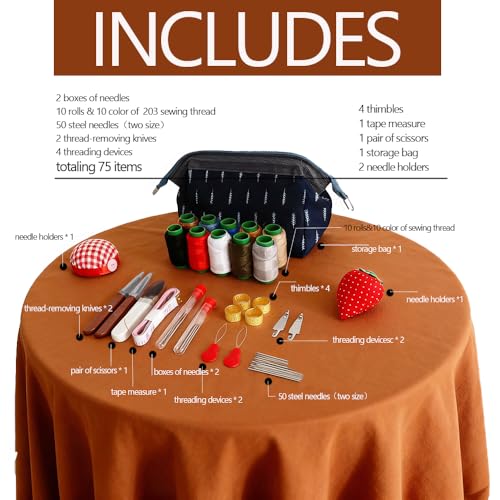Vilenga 75 Pcs Sewing Tool Set, 3000 Yard