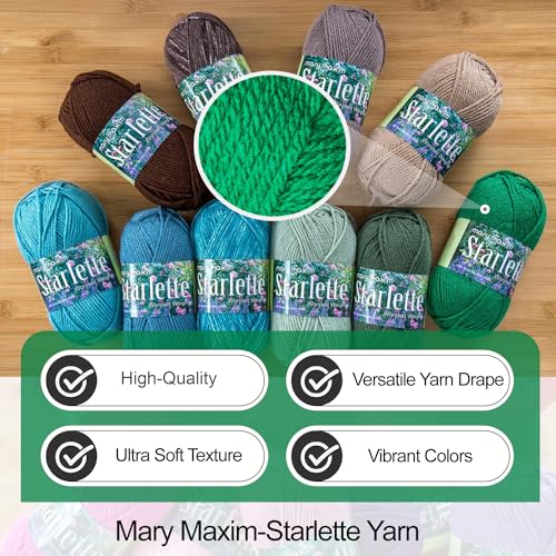 Mary Maxim Starlette Yarn, Soft Acrylic Yarn, 3.5 OZ,180 Yards,Grass Green - color: Grass Green