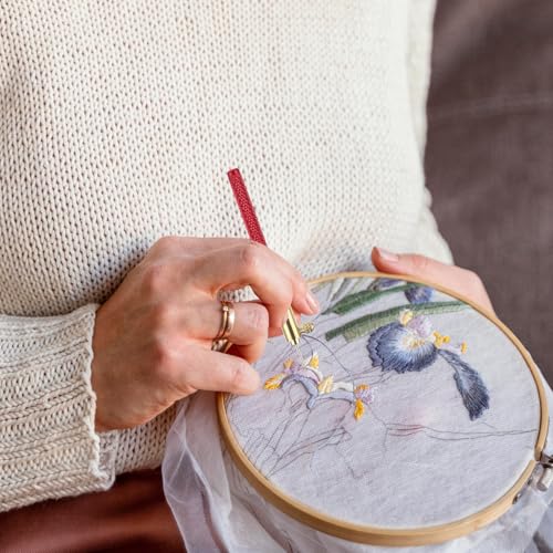 3 Pcs Embroidery Crochet Hook Kit - Wood Handle French Drum Hooks with 9 Needles Tambour Hook Latch Beaded Needle for Embroidery, Sequin Beading, Knitting, DIY Sewing