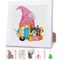 VIGEGU Gnome Stamped Cross Stitch Kits for Adult Beginner with Wooden Frame - color: Gnome Sewing Machine
