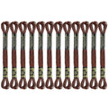 12 Skeins Embroidery Floss, Dark Brown Metallic Embroidery Thread Polyester Cross-Stitch Threads for Hand Embroidery String Art DIY Creation - color: Dark Brown