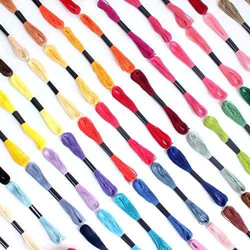 Vilihkc Rainbow Color Embroidery Floss 100 Skeins Per Pack with Cotton for Cross Stitch Threads Bracelet Yarn Craft Floss Embroidery Floss Set - color: 100 colors