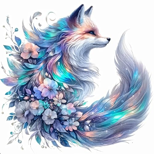 2pcs Silver Fox Floral Flower Leaf Iron On Transfers for T-Shirts Rub on Transfers Stickers Vinyl Ready to Press Stickers Iron on Decals for T-Shirts Clothing Hoodie DIY Crafts