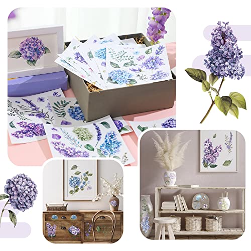 BBTO 12 Sheets Rub on Transfers for Crafts Wood Furniture DIY, 5.5" x 5.7" - style: Hydrangea