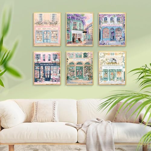 KYOQFVN 6 Pack Bookstore Cross Stitch Kits for Beginners, 11CT Book Needlepoint Cross-Stitch Patterns Dimensions Needlecrafts, Embroidery Kits Arts and Crafts for Home Wall Decor - color: SZXSD01-SZXSD06