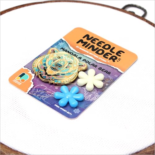 Awesome Pattern Studio Needle Minder Set - Mandala Polar Bear Magnetic Needle Minder. Enamel Pin for Cross Stitch, Embroidery and Craft (Set #1) - color: Set #1